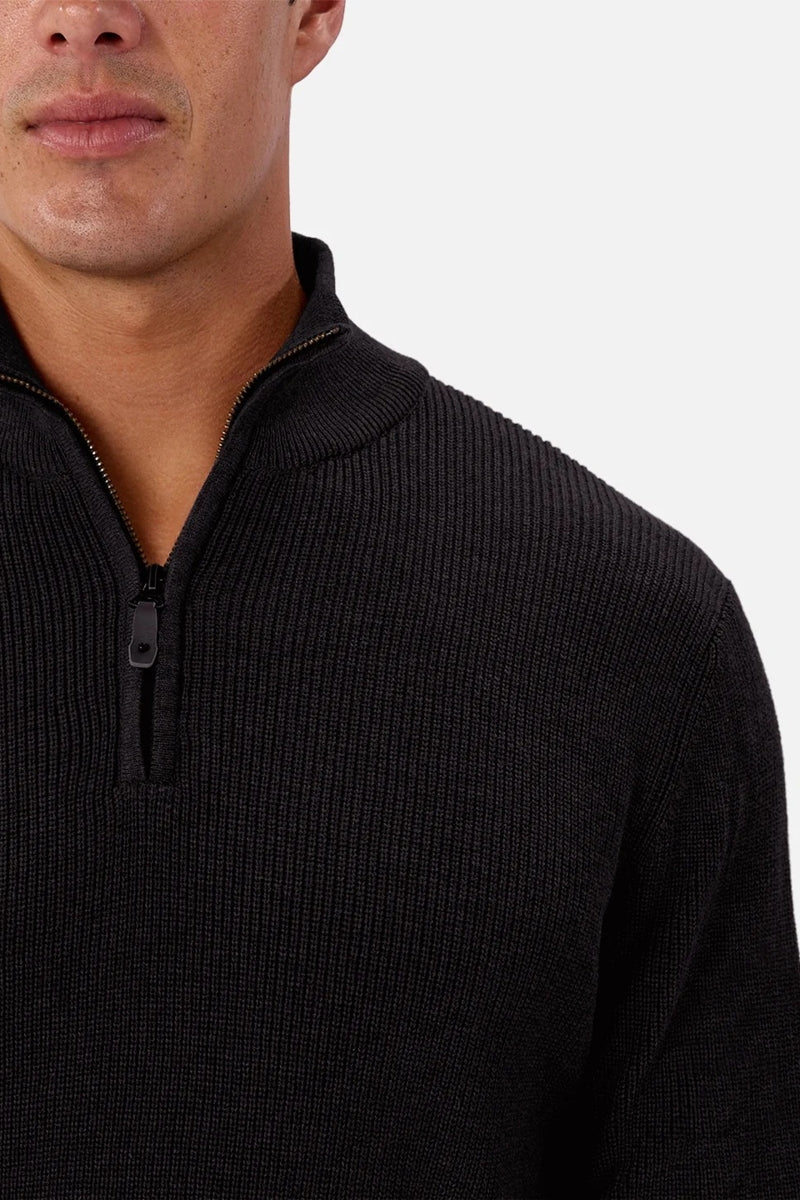 Wholesale,INDUSTRIE AUSTRALIA, INDUSTRIE AUSTRALIA Black Knit Neck Qtr Zip, Black, Medium-43-TagMLarge-45-TagLExtra Large-47-TagXL