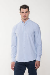 American Heritage Blue/White Stripe Knit Performance Shirt