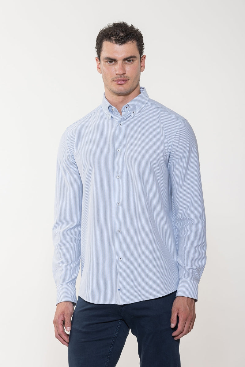 Wholesale,American Heritage, American Heritage Blue/White Stripe Knit Performance Shirt, Blue, Extra Extra Large-52-TagXXLMedium-43-TagMLarge-46-TagLExtra Large-50-TagXLSmall-40-TagS