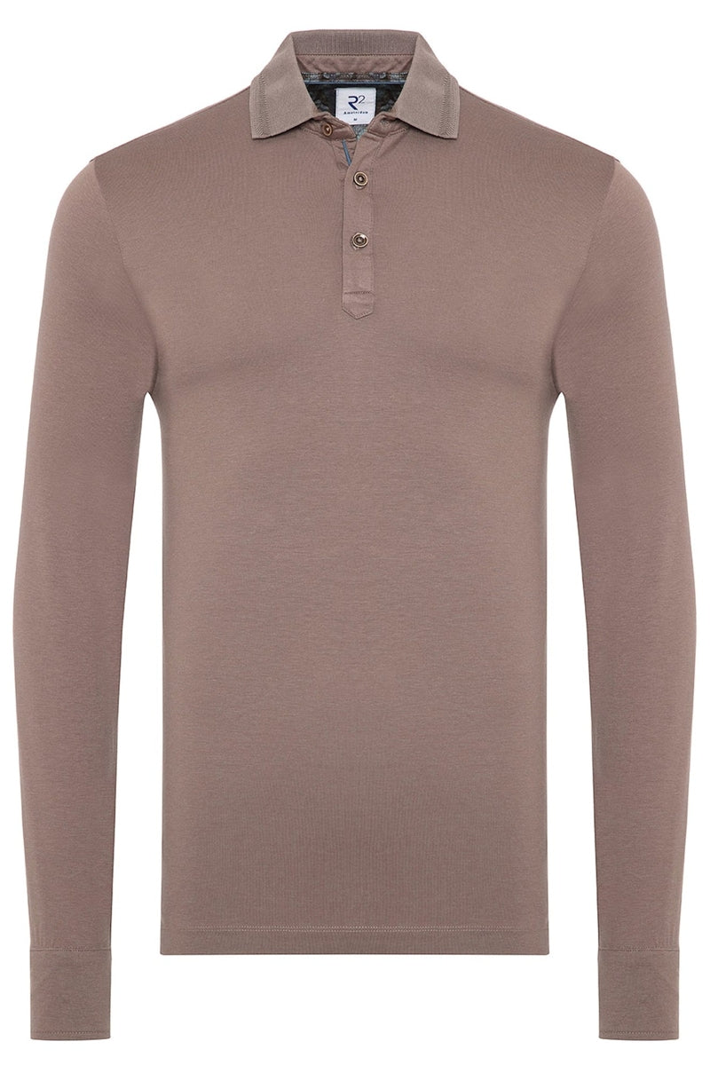 Direct From Brand,R2 Amsterdam, R2 Amsterdam Beige Jersey Polo with Contrast Paisley Print, Tan, Extra Extra Large-45-TagXXL