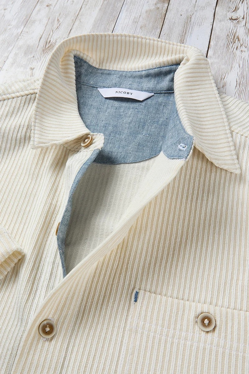 Wholesale,Nicoby Age of Wisdom, Nicoby Age of Wisdom Tan/White Textured Striped Shirt, Tan, Medium-43-TagMLarge-45-TagLExtra Large-47-TagXL