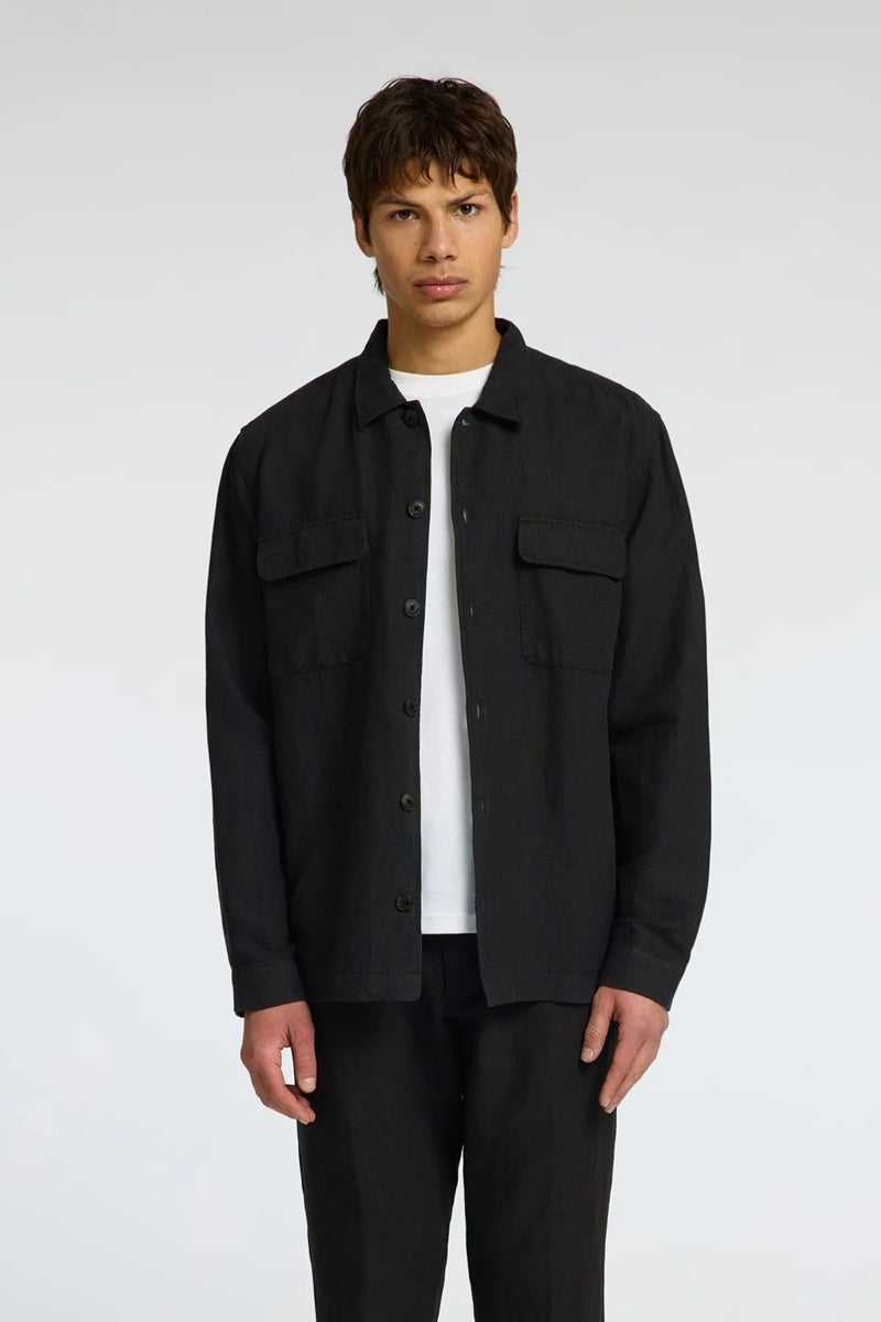 Wholesale,Selected Homme, Selected Homme Black Cotton/Linen Blend Overshirt, Black, Extra Extra Large-52-TagXXL