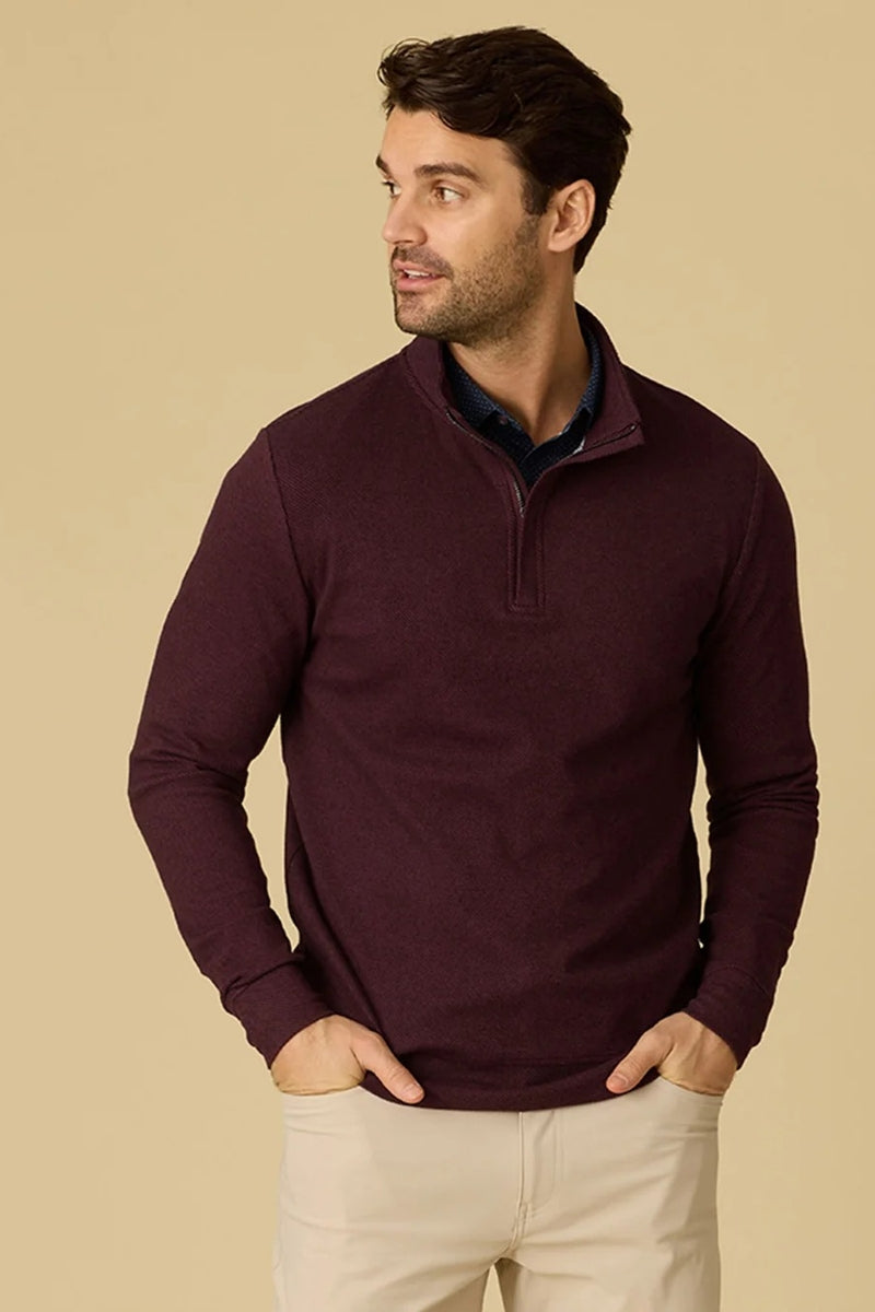 Wholesale,Flag & Anthem, Flag & Anthem Maroon Twill Knit Mock Qtr Zip, Red, Medium-43-TagMLarge-46-TagLExtra Large-49-TagXLExtra Extra Large-52-TagXXLSmall-40-TagS