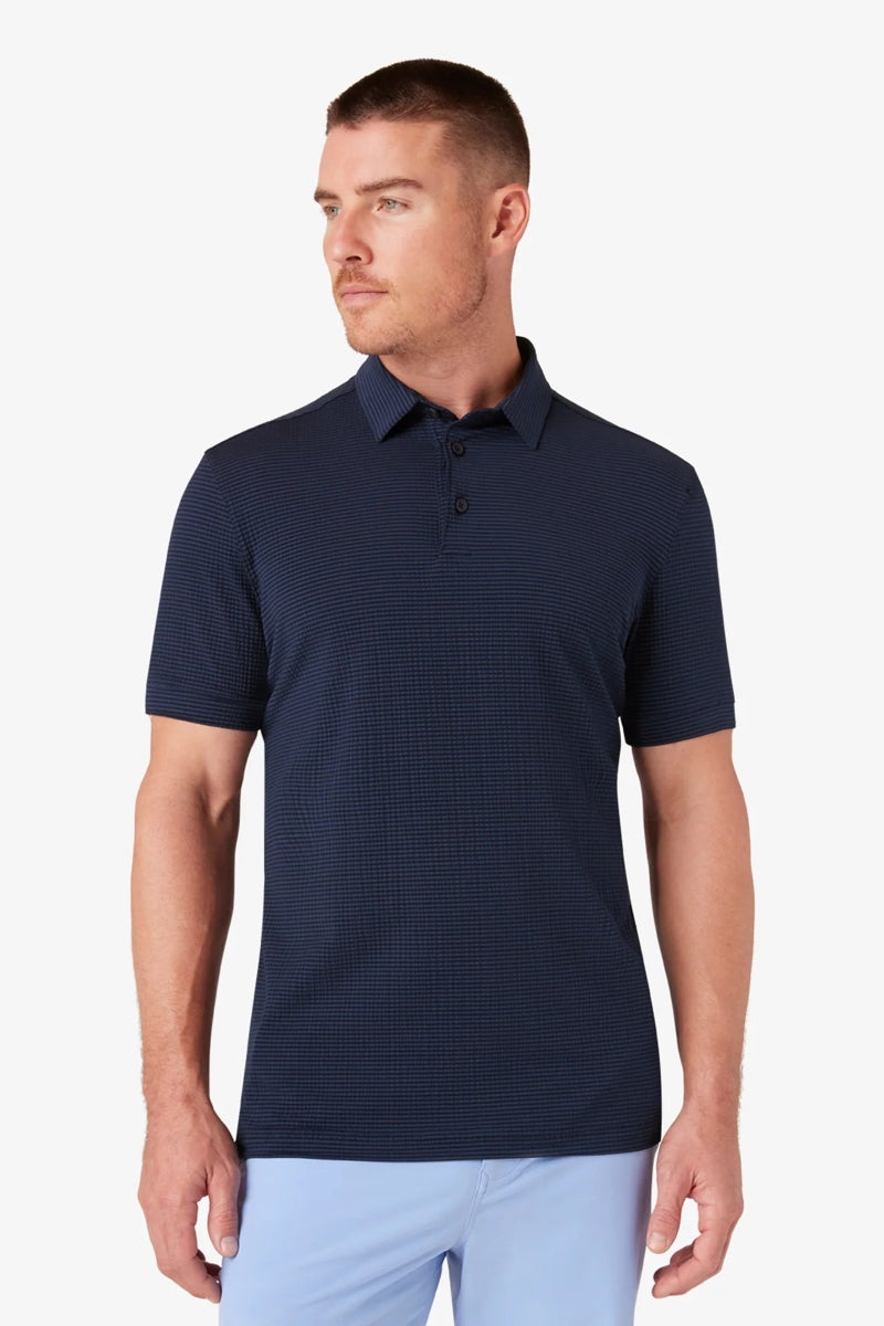Wholesale,Mizzen + Main, Mizzen + Main Navy Seersucker Textured Knit Classic Fit Polo, Blue, Extra Large-52-TagXLExtra Extra Large-54-TagXXL