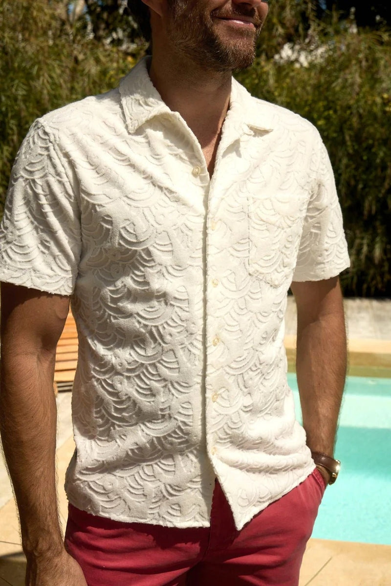 Wholesale,Surfside Supply, Surfside Supply Brilliant White Anchor Textured Knit Shirt, White, Medium-42-TagM