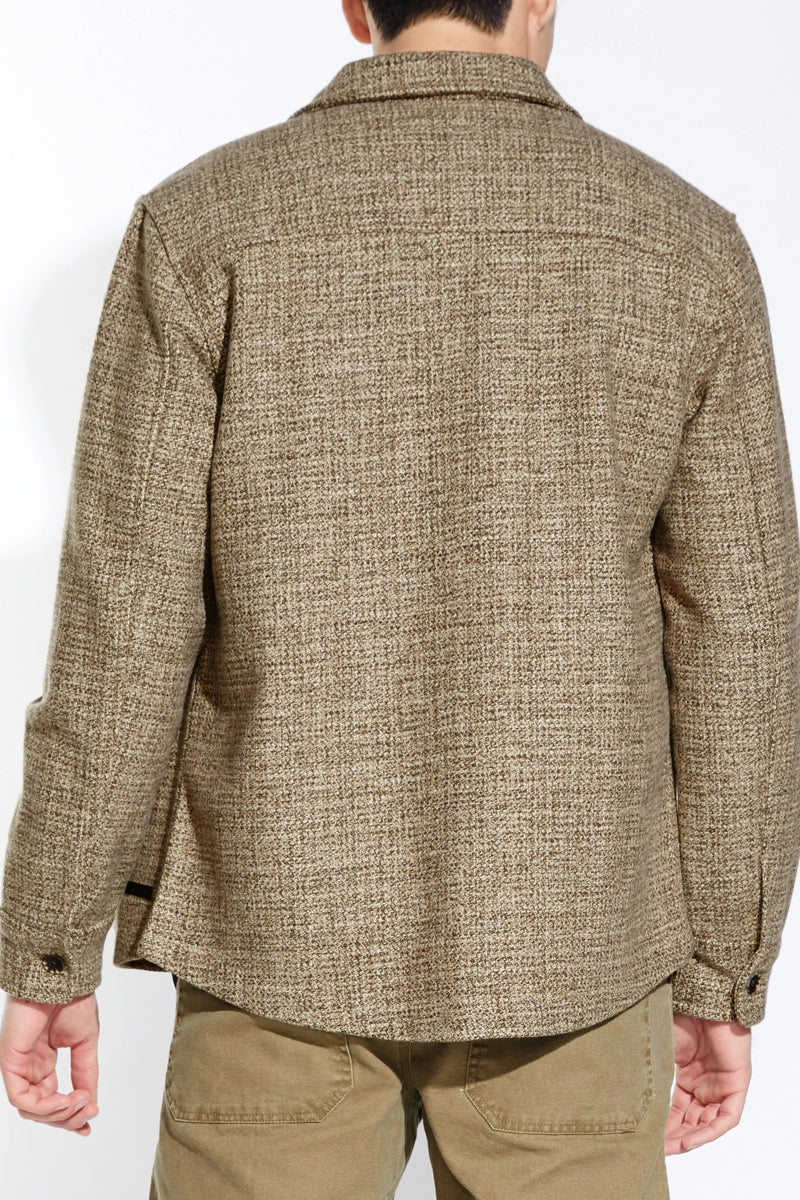 Wholesale,Civil Society, Civil Society Heather Brown Twill Weave Shacket, Brown, Medium-44-TagM