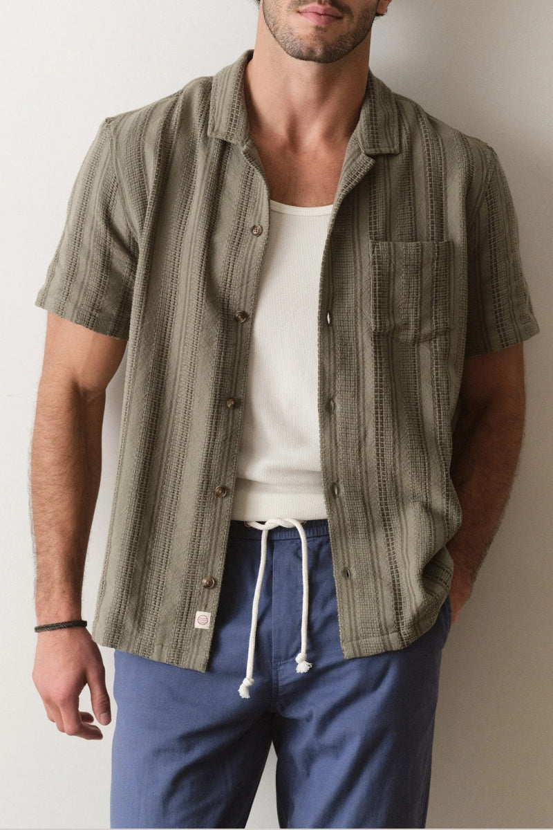 Wholesale,Marine Layer, Marine Layer Olive Dobby Textured Resort Shirt, Green, Medium-44-TagMLarge-46-TagLExtra Large-50-TagXLExtra Extra Large-54-TagXXL