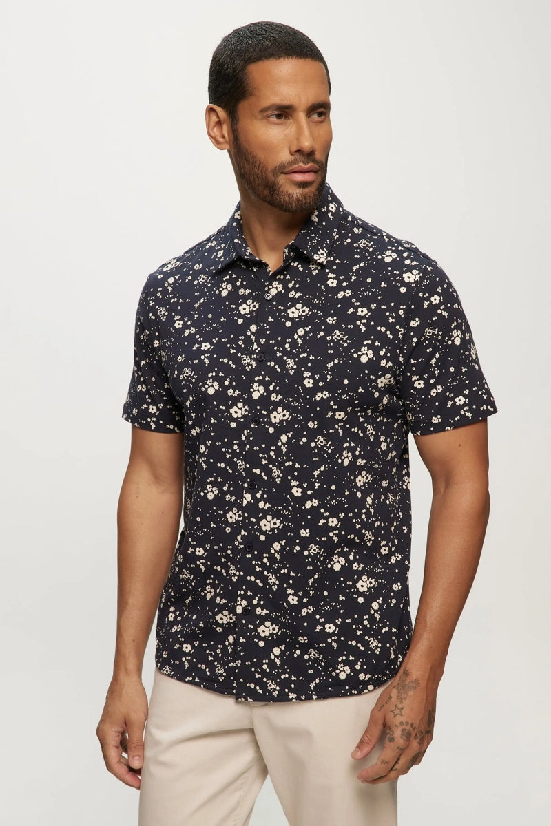 Faire,Julian & Mark, Julian & Mark Navy Floral Knit Shirt, Blue, Medium-43-TagM