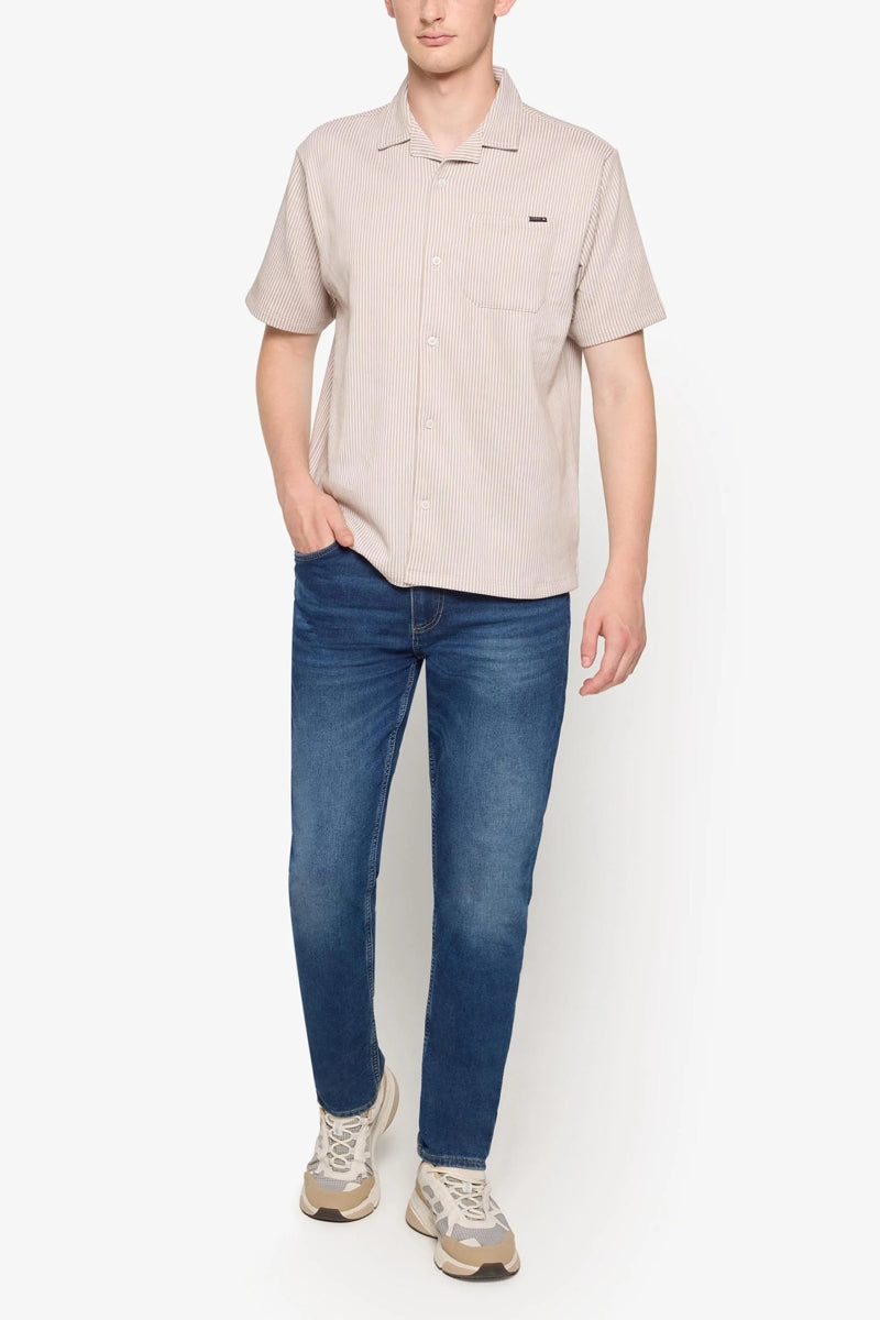 Wholesale,Signal Clothing, Signal Clothing Beige with White Striped Textured Shirt, Tan, Medium-46-TagMExtra Large-50-TagXLExtra Extra Large-52-TagXXL