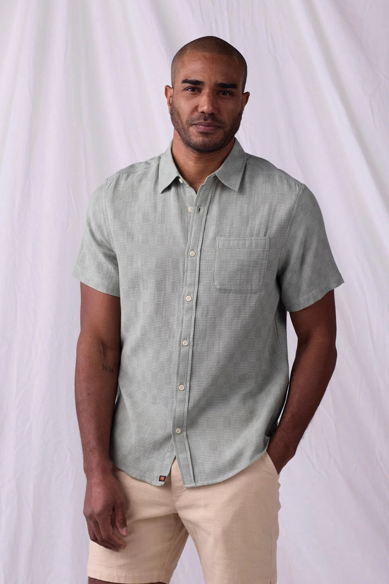 Wholesale,The Normal Brand, The Normal Brand Juniper Check Textured Shirt, Green, Small-41-TagSMedium-44-TagMLarge-47-TagLExtra Large-50-TagXLExtra Extra Large-54-TagXXL
