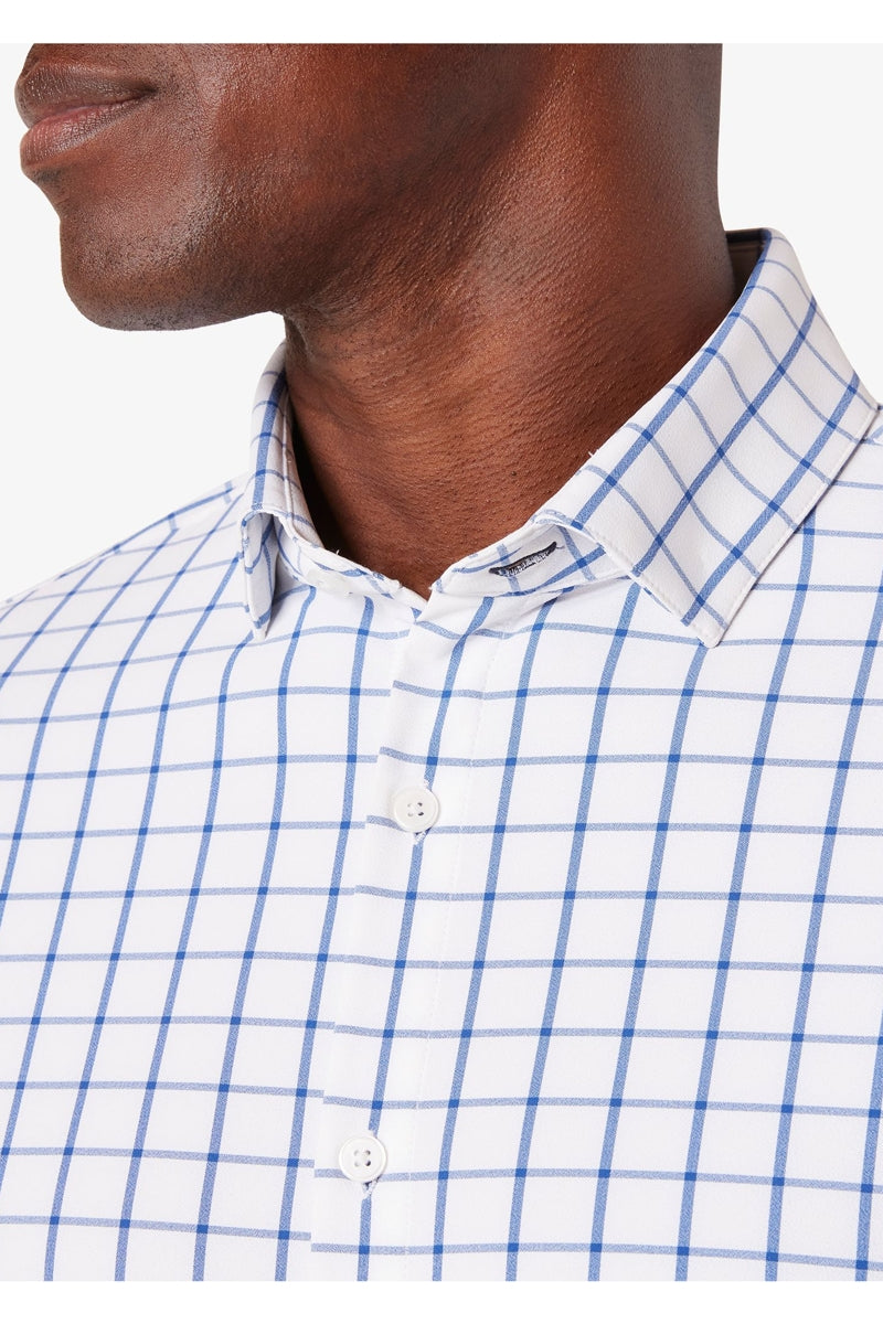 Wholesale,Mizzen + Main, Mizzen + Main White/Navy Window Panel Trim No Tuck Dress Shirt, White, Large-45-TagL