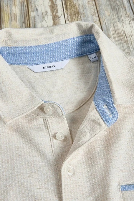 Wholesale,Nicoby Age of Wisdom, Nicoby Age of Wisdom Oatmeal Jacquard Pattern Polo, Cream, Small-41-TagSLarge-45-TagLExtra Large-48-TagXLExtra Extra Large-51-TagXXL