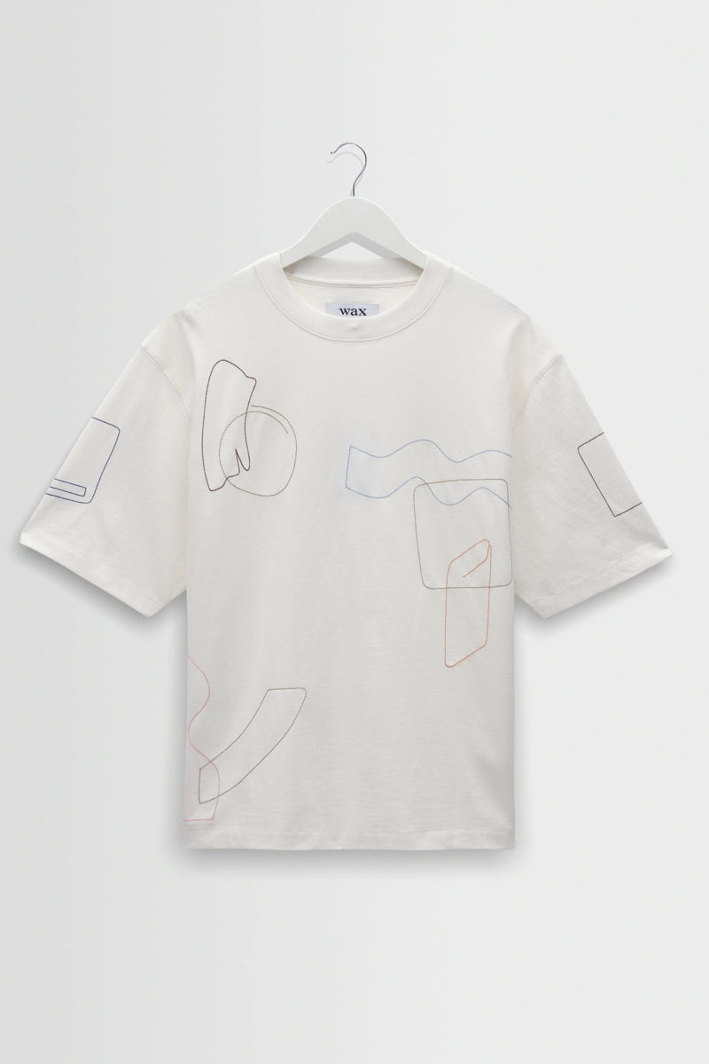 Wholesale,Wax London, Wax London Ecru Organic Cotton Embroidered Shapes T-Shirt, Cream, Small-44-TagSMedium-46-TagMLarge-48-TagLExtra Large-50-TagXLExtra Extra Large-52-TagXXL