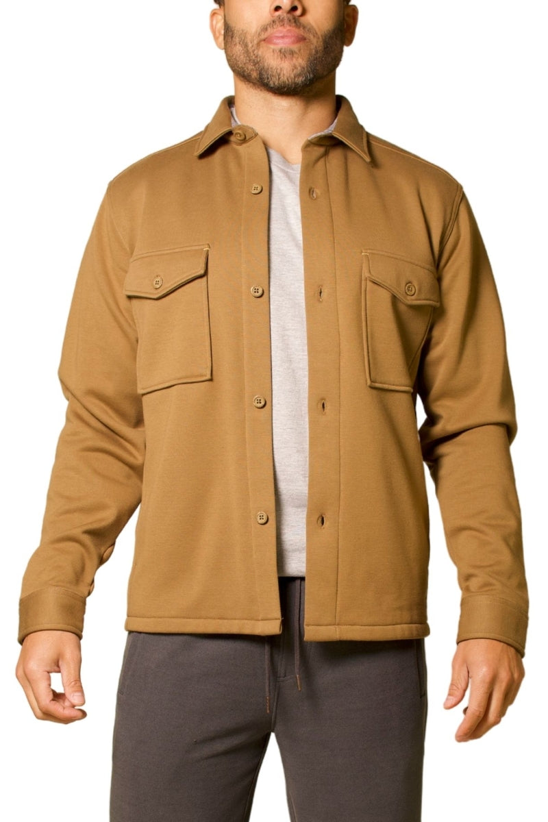 Wholesale,Fundamental Coast, Fundamental Coast Warm Tan Military-inspired Fleece Shacket, Tan, Large-48-TagL