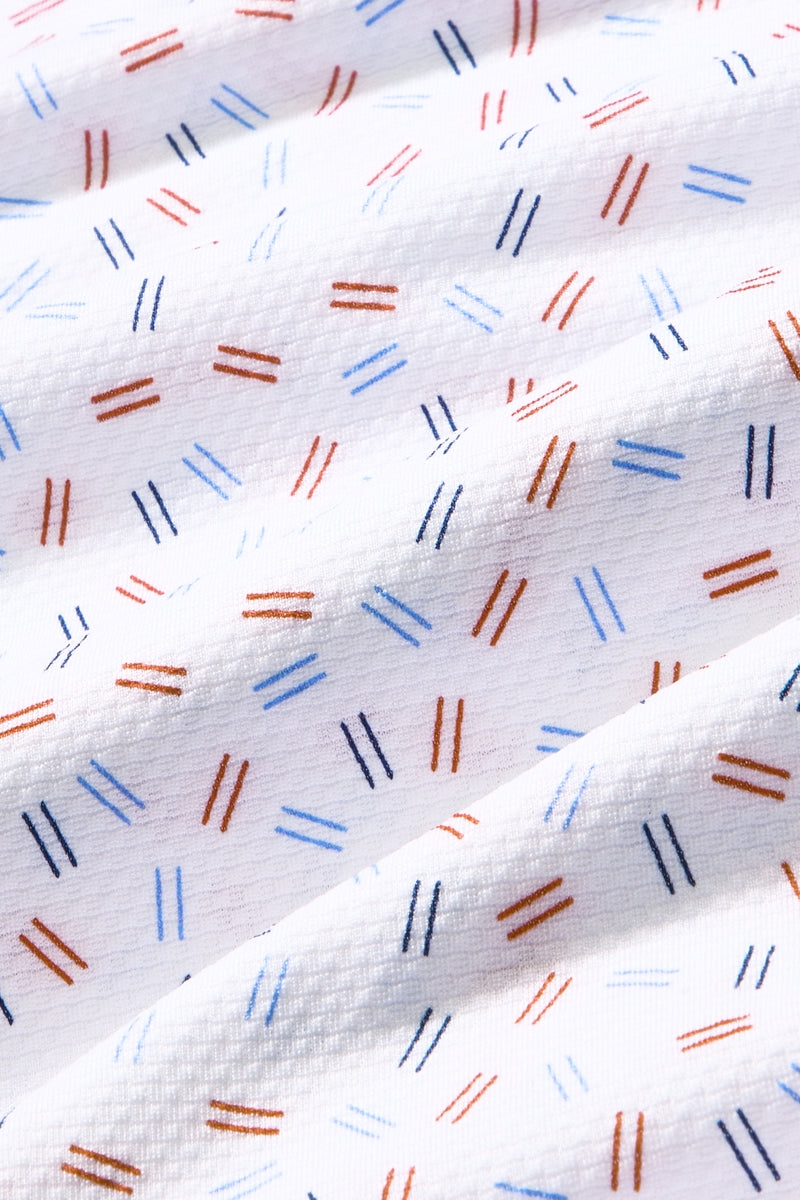 Wholesale,Mizzen + Main, Mizzen + Main White/Red Scattered Dash Knit Trim Fit Polo, White, Extra Extra Large-50-TagXXL