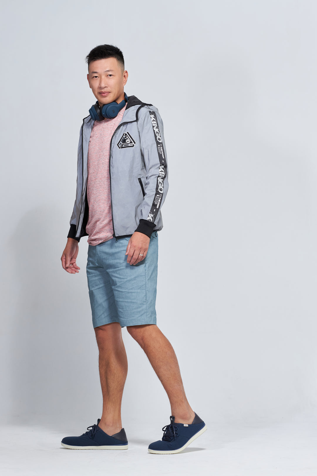 Brand Partner,PROFI, PROFI Mint Blue Thin Linen Cotton Multi-pockets Moisture-wicking Stretch Shorts, Blue, 30W-11L-Tag30