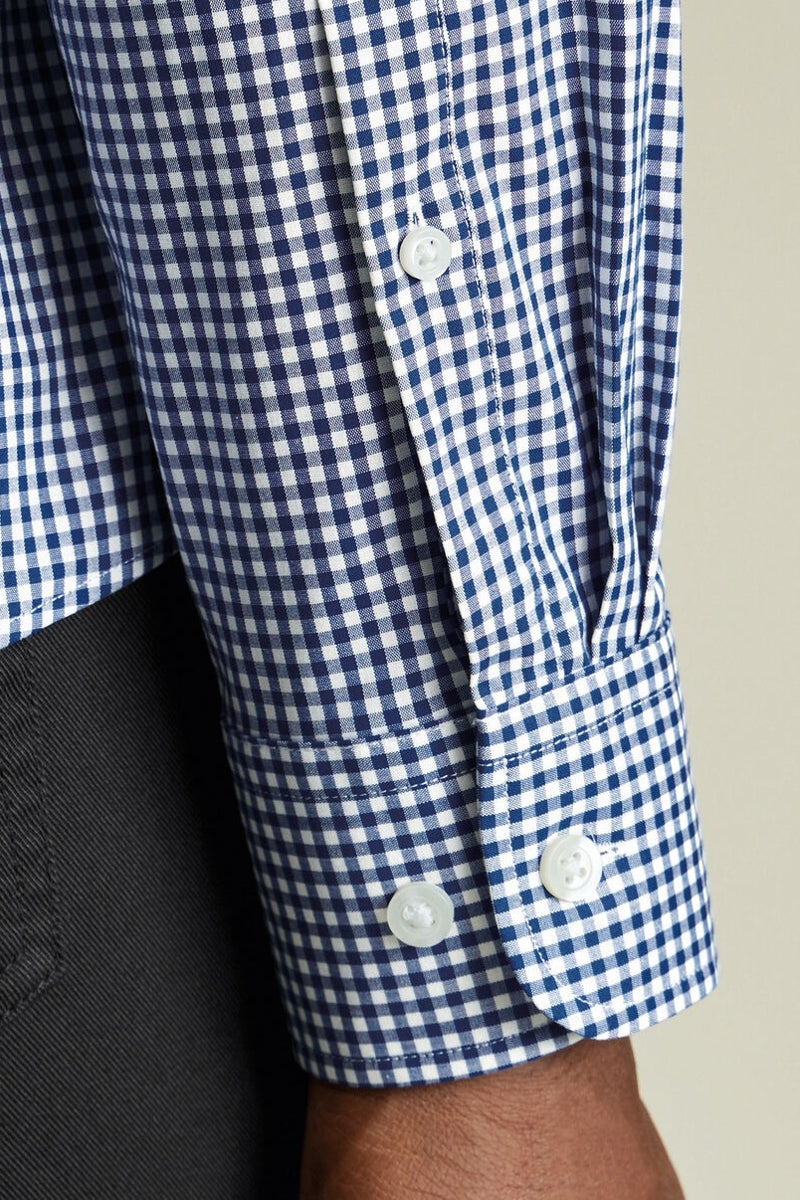 Wholesale,Charles Tyrwhitt, Charles Tyrwhitt Royal Blue Gingham Poplin Check Stretch Shirt, Blue, Large-45-TagL