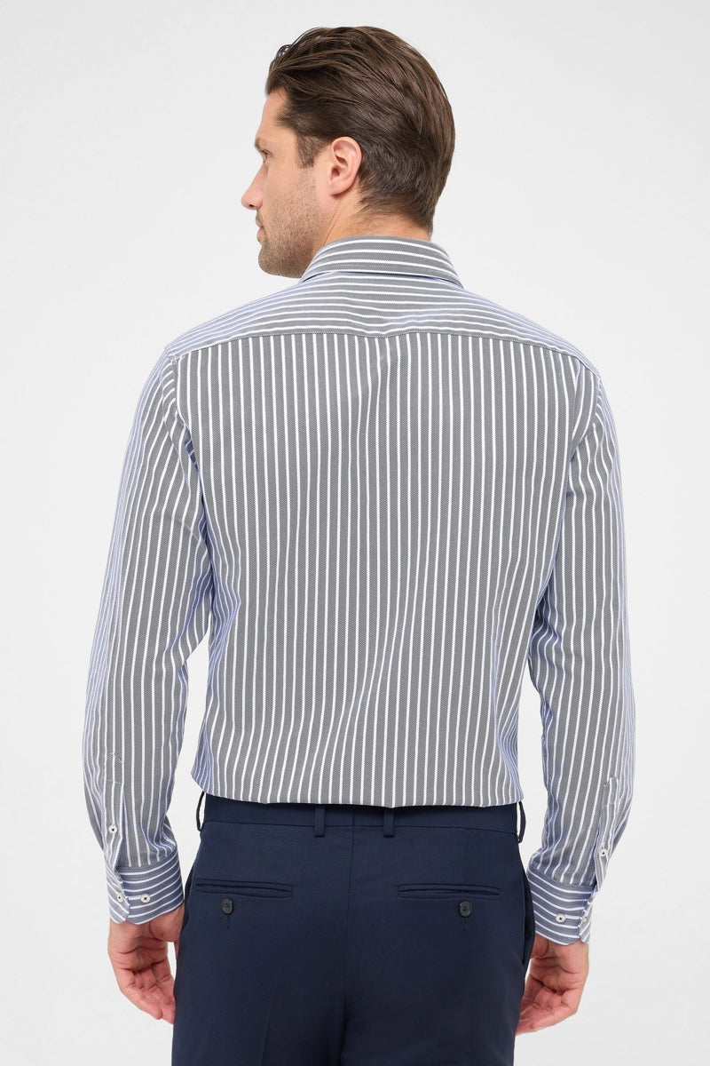 Wholesale,1863 by Eterna, 1863 by Eterna Grey Blue/White Stripe Herringbone Modern Fit Shirt, Grey, Large-48-Tag16