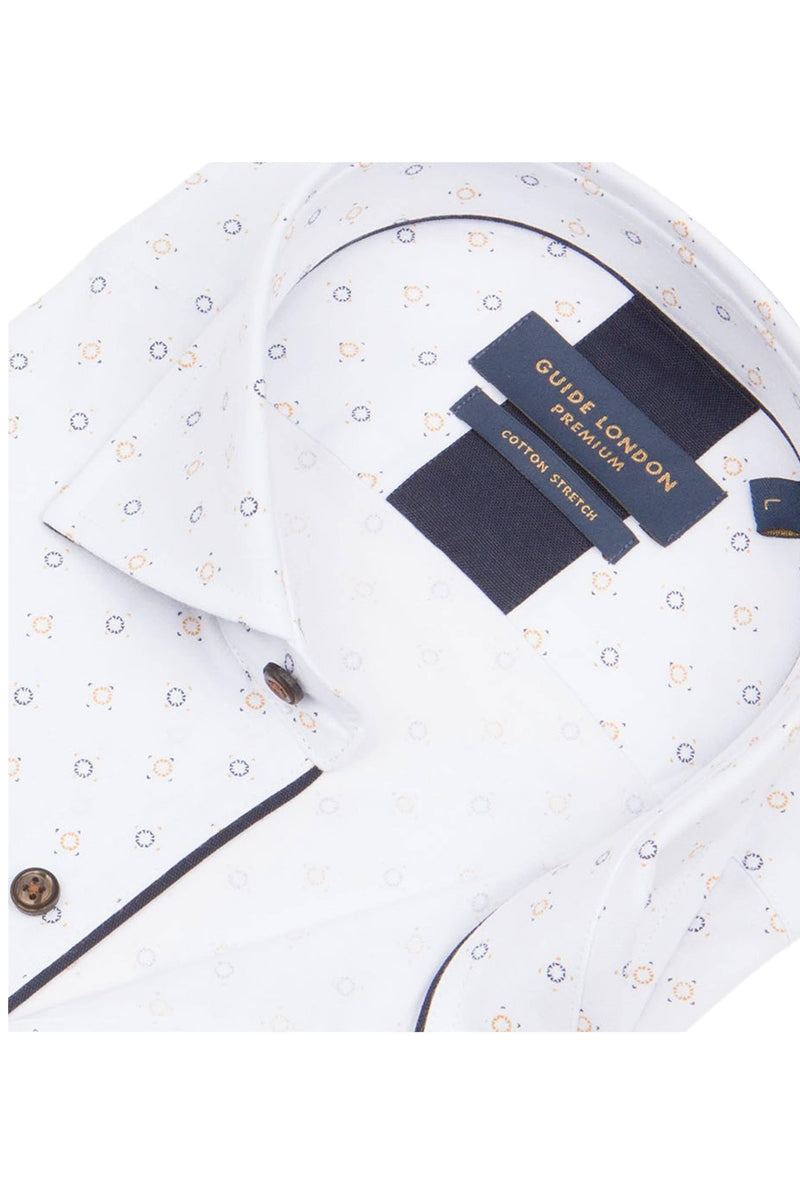 Faire,Guide London, Guide London White Motif Print Dress Shirt, White, Extra Large-50-TagXXL