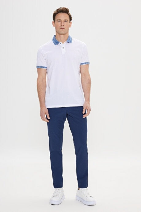 Altinyildiz Classics White Zigzag Textured Knit Polo