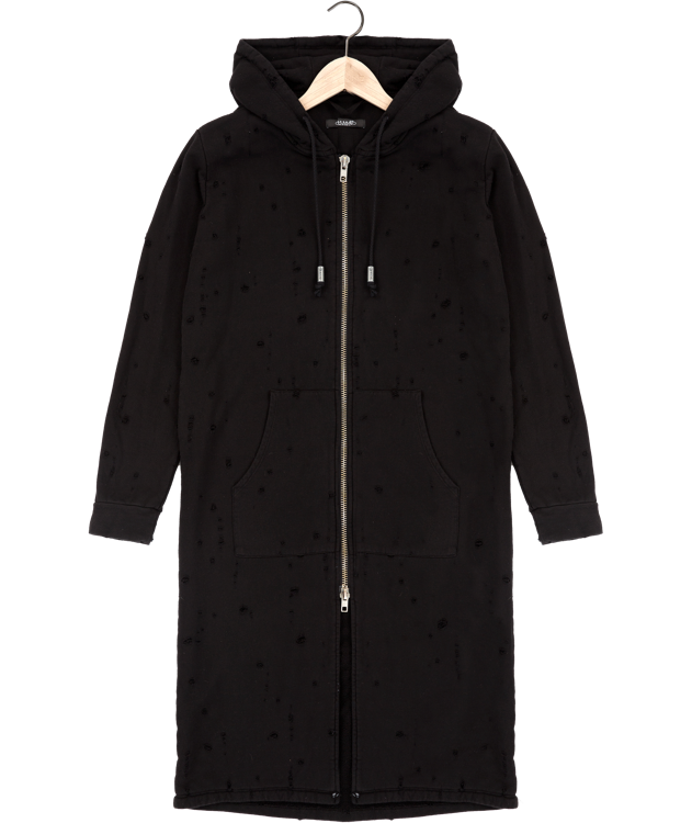 Wholesale,Reese De Luca, Reese De Luca Black Ripped French Terry Long Knit Jacket, Black, Medium-43-TagM