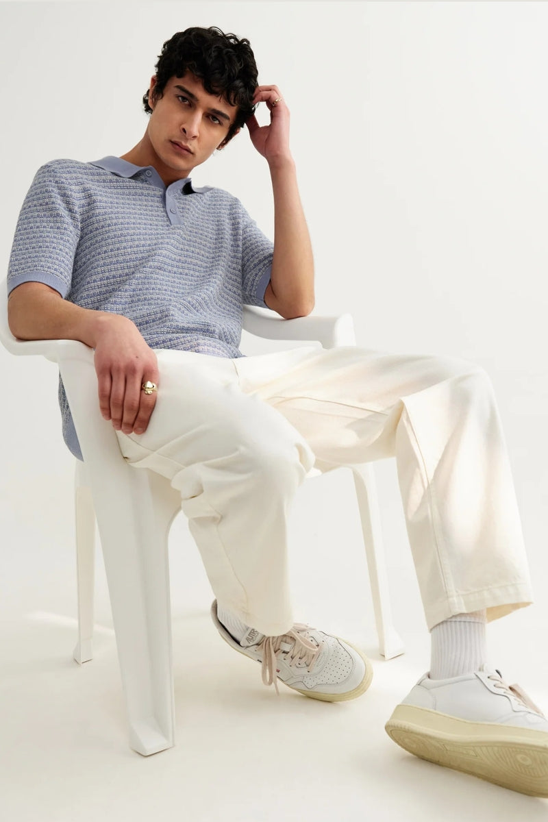 Wholesale,Wax London, Wax London Light Blue Mini Geometric Knitted Polo, Blue, Medium-41-TagM