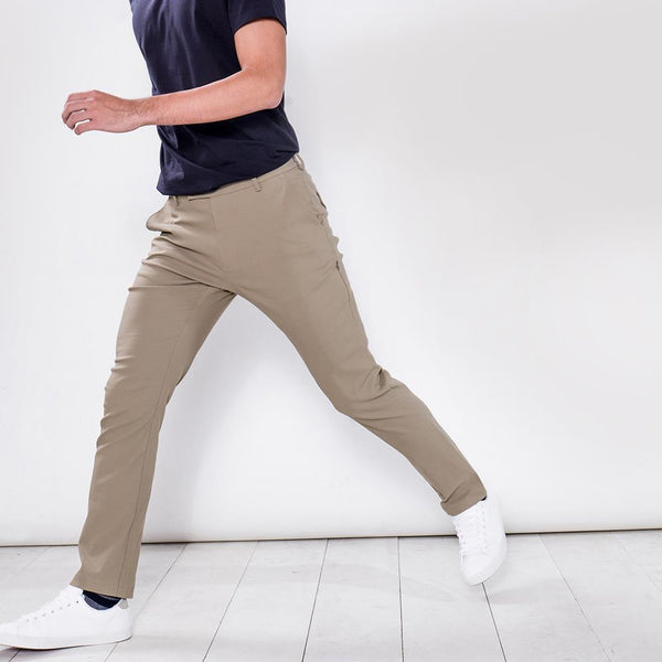 PROFI Beige Viscose Multi-pockets Moisture-wicking Casual Functional Pants