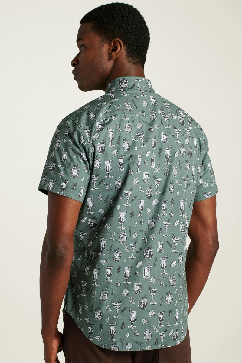 Wholesale,Bonobos, Bonobos Green Tiki Bar Print Stretch Shirt, Green, Large-47-TagL