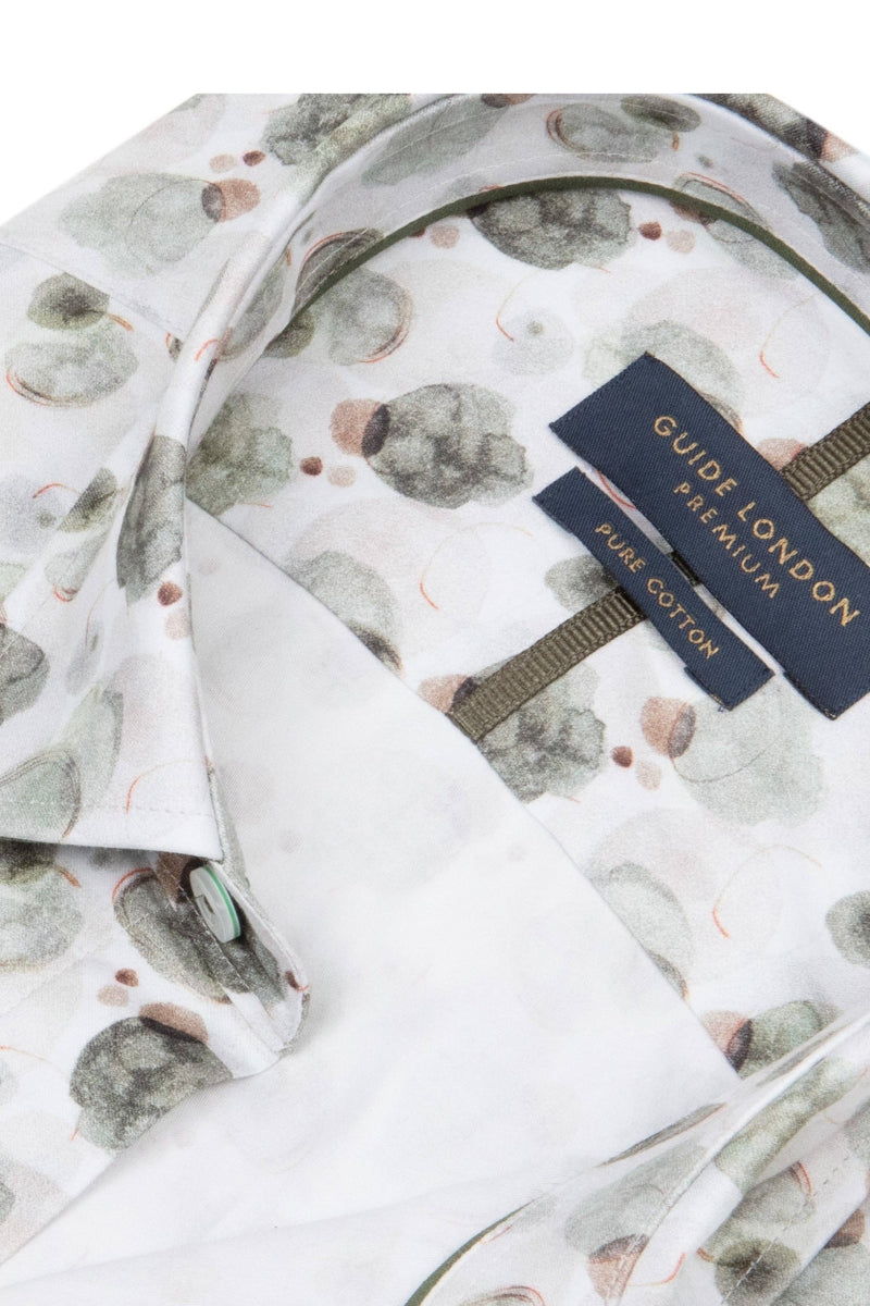 Faire,Guide London, Guide London Green Pebble Watercolor Short Sleeve Cotton Shirt, Green, Medium-42-TagMMedium-44-TagLExtra Large-49-TagXXLLarge-46-TagXL