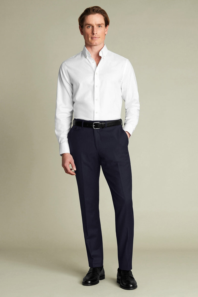 Wholesale,Charles Tyrwhitt, Charles Tyrwhitt Navy Twill Wool Stretch Slim Fit Pants, Blue, 31W-30L-Tag32