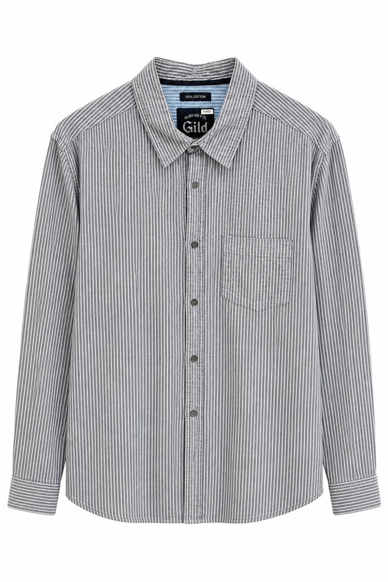 Nordstrom Rack,Gilded Age, Gilded Age Wash Blue Striped Gauze Long Sleeve Button Up Shirt, Blue, Small-40-TagM