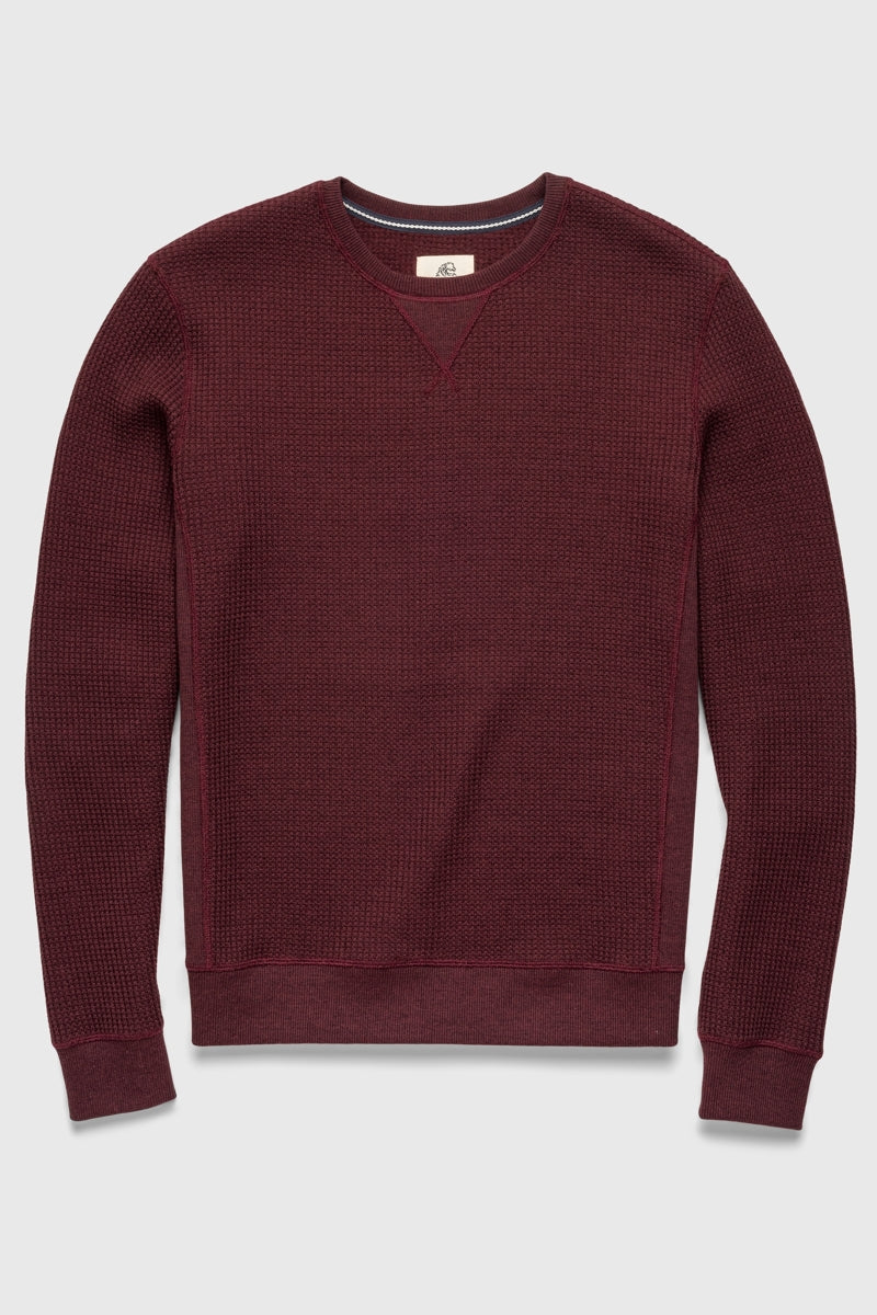 Wholesale,Surfside Supply, Surfside Supply Maroon Heather Thermal Waffle Weave Crewneck, Red, Small-44-TagSMedium-46-TagMLarge-49-TagLExtra Large-52-TagXLExtra Extra Large-55-TagXXL