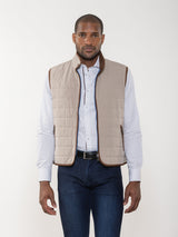 Luchiano Visconti Beige with Brown Contrast Quilted Vest