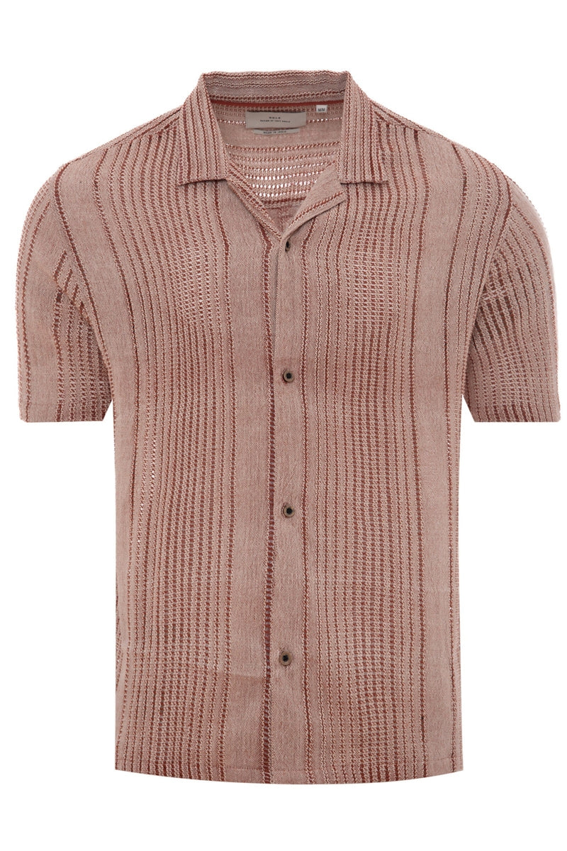 Wholesale,NOLS, NOLS Brown Cotton Textured Shirt, Brown, Medium-42-TagM