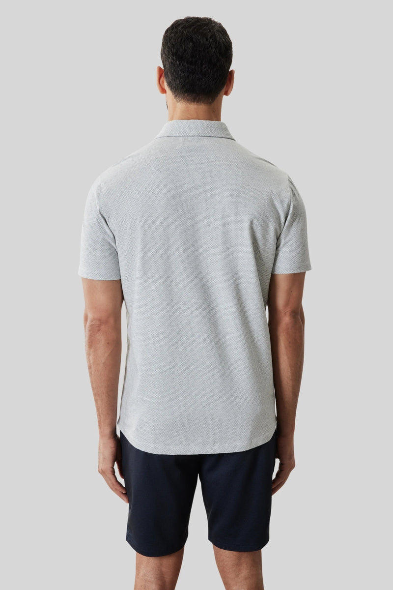 Direct From Brand,Robert Barakett, Robert Barakett Grey Microprint Textured Knit Shirt, Grey, Medium-42-TagM