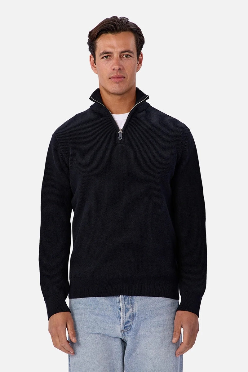 Wholesale,INDUSTRIE AUSTRALIA, INDUSTRIE AUSTRALIA Black Knit Neck Qtr Zip, Black, Medium-43-TagMLarge-45-TagLExtra Large-47-TagXL