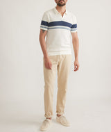 Marine Layer Cream with Blue Stripes Greyson Polo