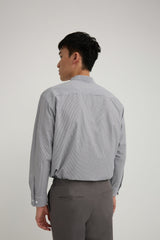 FYNE Navy/White Stripe Stand Collar Shirt