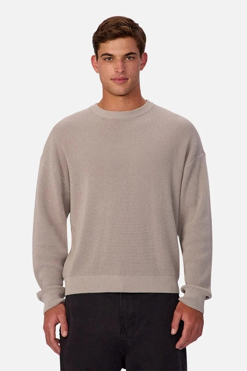 Wholesale,INDUSTRIE AUSTRALIA, INDUSTRIE AUSTRALIA Grey Waffle Textured Crewneck Sweater, Grey, Small-46-TagSMedium-48-TagMLarge-50-TagLExtra Large-52-TagXLExtra Extra Large-54-TagXXL