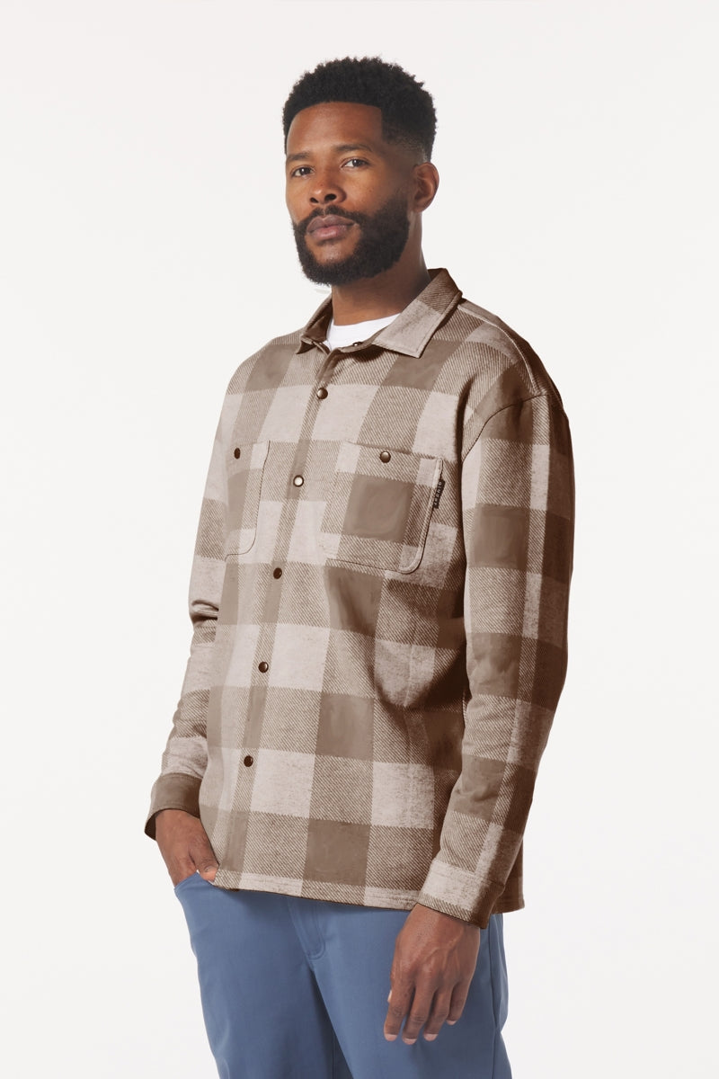 Wholesale,Glyder, Glyder Chocolate/Buffalo Plaid Snap Front Overshirt, Brown, Large-48-TagL