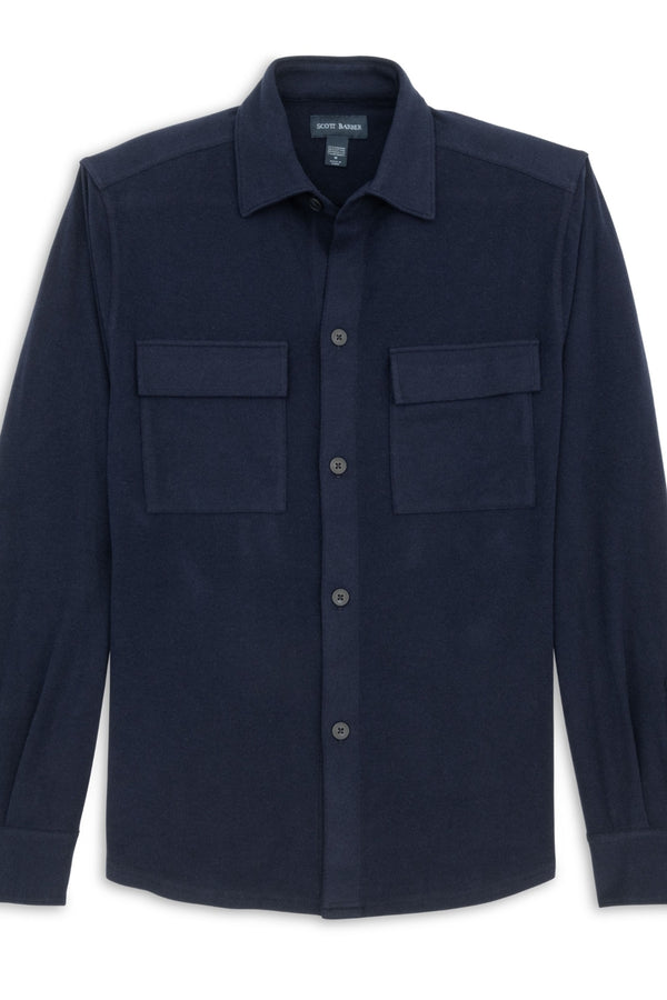 Scott Barber Navy Soft Performance-blend Overshirt
