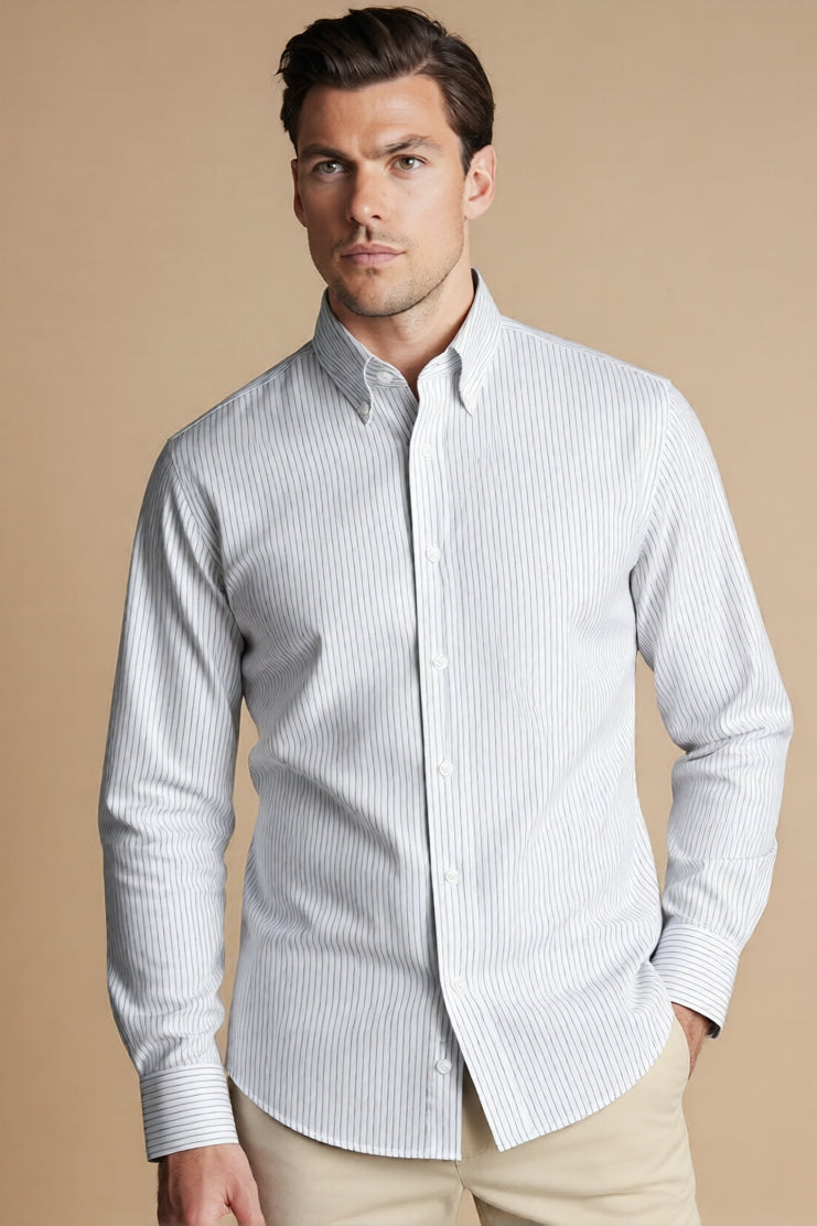 Wholesale,Charles Tyrwhitt, Charles Tyrwhitt Silver Grey Striped Stretch Shirt, Grey, Extra Large-48-TagXL
