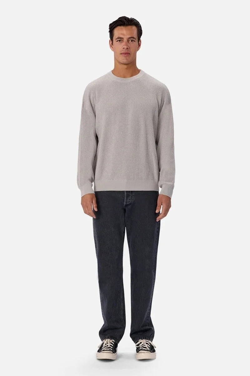 Wholesale,INDUSTRIE AUSTRALIA, INDUSTRIE AUSTRALIA Light Grey Waffle Textured Crewneck Sweater, Grey, Medium-48-TagMLarge-50-TagLExtra Large-52-TagXL