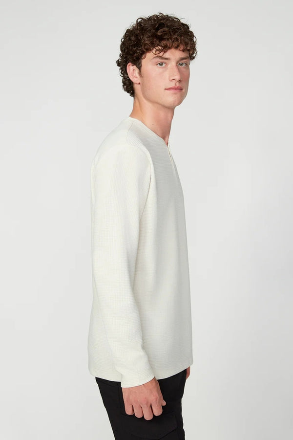 Projek Raw Cream Grid-patterned Jersey Henley