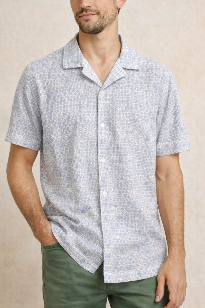 Wholesale,Nicoby Age of Wisdom, Nicoby Age of Wisdom Blue/White Floral Textured Shirt, Blue, Large-46-TagL