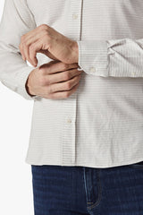 34 Heritage Taupe Horizontal Stripe Jacquard Shirt