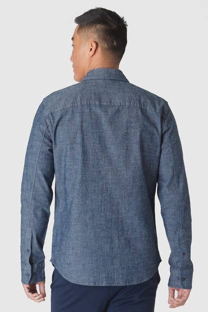 Faire,True Classic, True Classic Chambray Indigo Wash Denim Shirt, Blue, Extra Extra Large-51-TagXXL