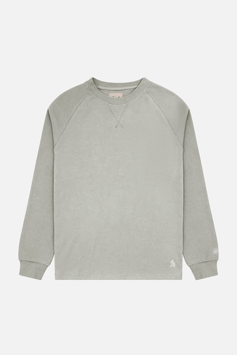 Wholesale,Kuwalla, Kuwalla Grey Washed Waffle Crew Sweatshirt, Grey, Medium-43-TagMLarge-45-TagLExtra Large-47-TagXLExtra Extra Large-48-TagXXLSmall-40-TagS