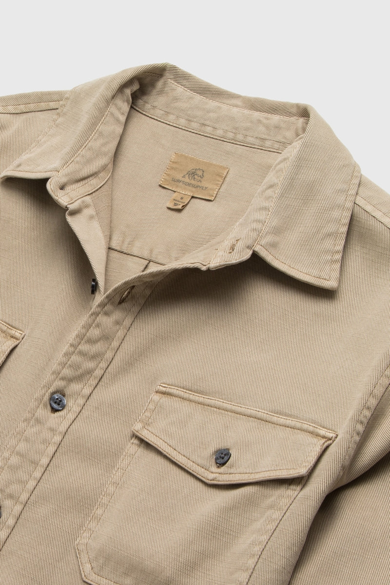 Wholesale,Surfside Supply, Surfside Supply Tan Garment Dye Overshirt, Tan, Small-40-TagSMedium-42-TagMLarge-44-TagLExtra Large-49-TagXLExtra Extra Large-52-TagXL