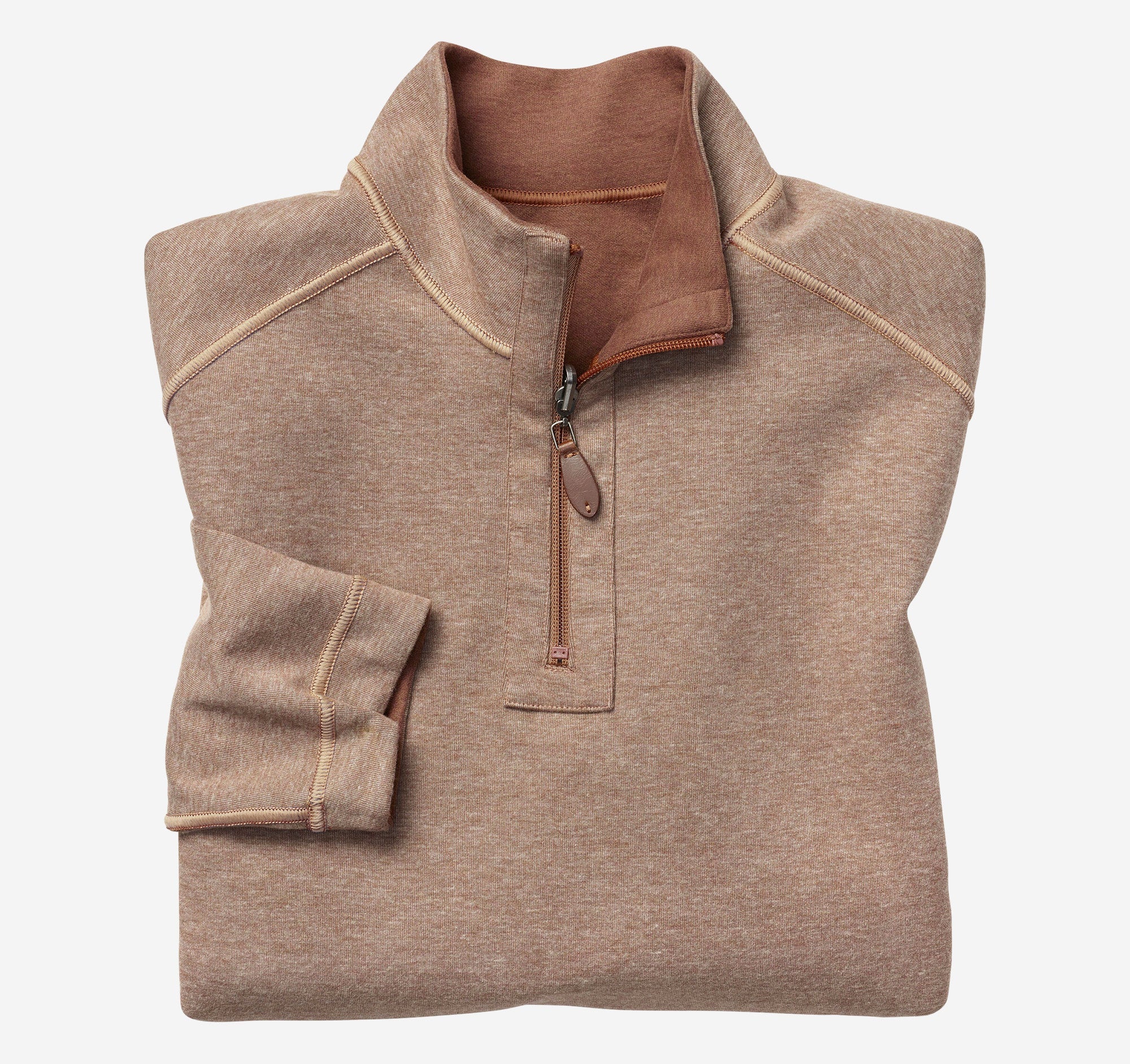 Wholesale,Johnston & Murphy, Johnston & Murphy Rust/Oatmeal Reversible Quarter Zip, Brown, Extra Extra Large-55-TagXXL